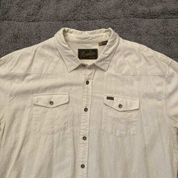 Howler Bros Western Shirt Mens XXL Long Sleeve Button Down Ivory Beige Textured - Picture 3 of 14